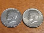 No.309- 2 x Halve Dollar USA  1964-1971 coins, Ophalen of Verzenden, Noord-Amerika, Losse munt, Zilver