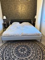 Metaal met zwart leren 2persoonsbed, Ophalen, Gebruikt, Zwart, Tweepersoons