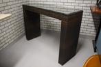 Mooie bartafel statafel wicker met glasplaat 150 x 50 cm.