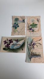 4 oude Franse kaarten. Met bloemen. Rond 1918, Gelopen, Verzenden