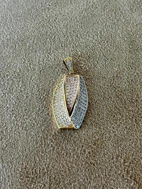 Bicolor gouden hanger met diamant 14 karaat, Sieraden, Tassen en Uiterlijk, Kettinghangers, Nieuw, Goud, Overige voorstellingen