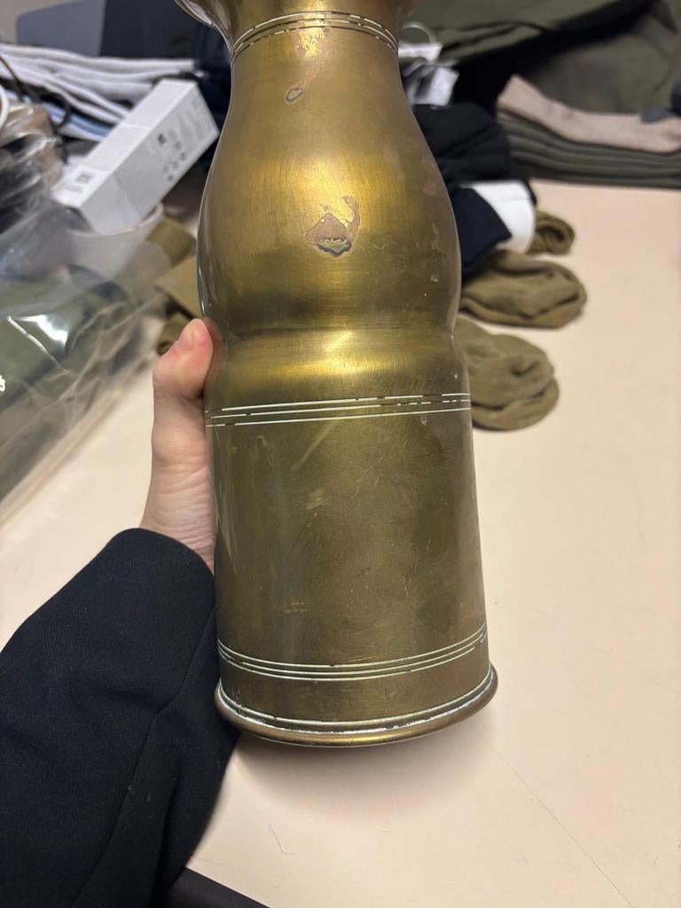 Vintage messing vaas / huls, Ophalen of Verzenden, Onbekend, Onbekend, Onbekend