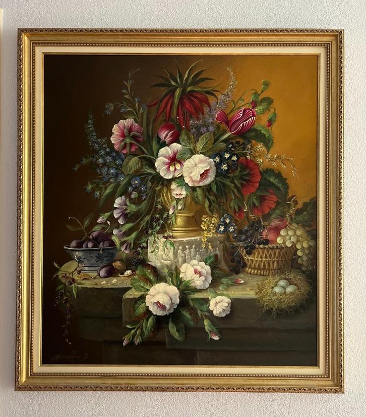 Schilderij pronkstilleven op paneel. Thomas Heesakkers., Antiek en Kunst, Kunst | Schilderijen | Klassiek, Ophalen