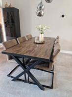 Woood tablo eettafel teak/metaal, Huis en Inrichting, Tafels | Eettafels, Ophalen, Gebruikt, Teakhout, 50 tot 100 cm
