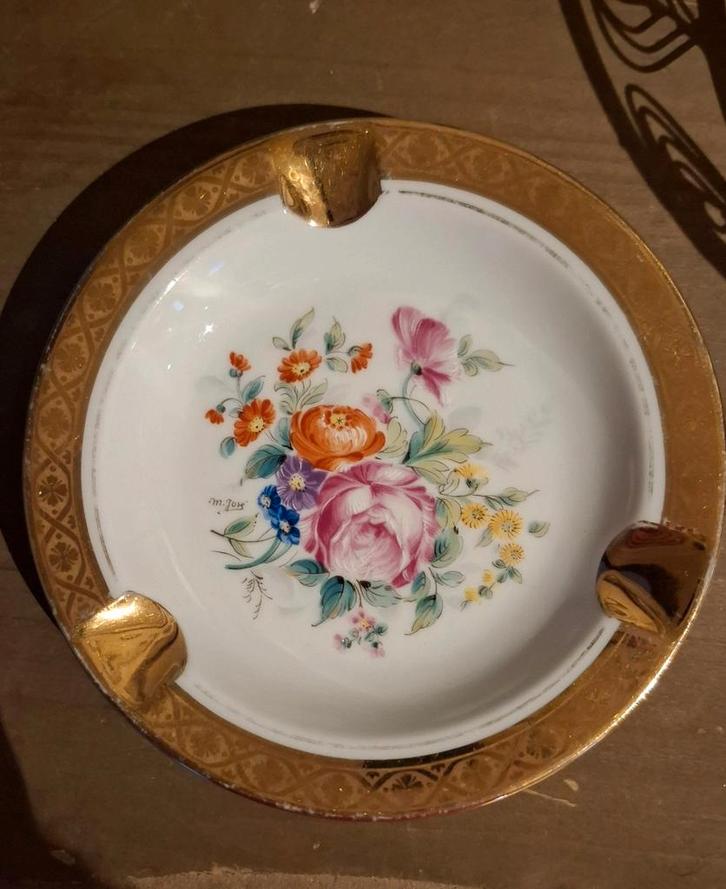 Vintage Limoges Asbak met Bloemen, Antiek en Kunst, Antiek | Porselein, Ophalen of Verzenden