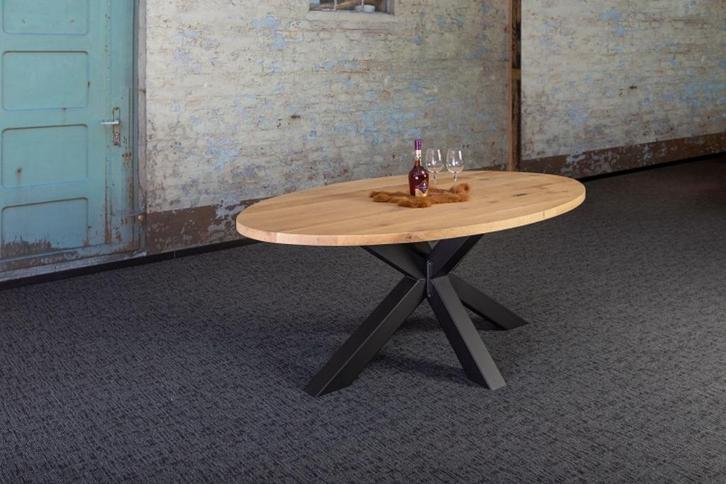 Eiken Tafelblad OVAAL | Facetrand Behandeling Onderstel Poot, Huis en Inrichting, Tafels | Eettafels, Nieuw, 200 cm of meer, Vijf personen of meer