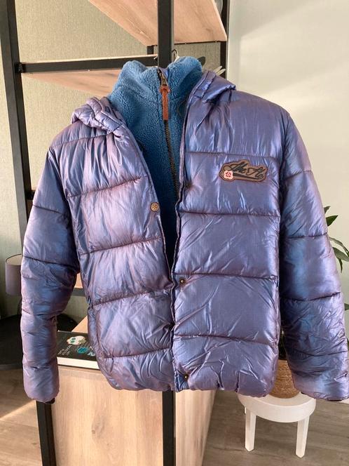 Meiden winterjas Like Flo mt 158 zgan glimmend blauw, Kinderen en Baby's, Kinderkleding | Maat 158, Zo goed als nieuw, Meisje
