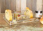 Vintage serveerplateau van plexiglas met metalen houders, Antiek en Kunst, Ophalen of Verzenden