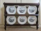 Vintage wandrek met 6 decoratieve borden – P. Regout & Co, Antiek en Kunst, Ophalen of Verzenden