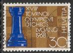 Zwitserland 1968 872 Schaken Olympiade, Gest, Ophalen of Verzenden, Gestempeld