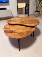 Zo goed als nieuwe luxe salontafel set van echte mango hout!, Huis en Inrichting, Tafels | Salontafels, Ophalen, 50 tot 100 cm