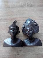 Antiek Javaans Houtsnijwerk Man & Vrouw, Antiek en Kunst, Kunst | Beelden en Houtsnijwerken, Ophalen of Verzenden