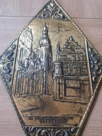 Koperen plaat latoen Vlissingen de Jacobstoren beschikbaar voor biedingen