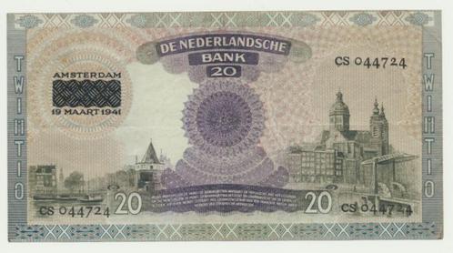 Nederland 20 gulden 1939 Emma overdruk, Postzegels en Munten, Bankbiljetten | Nederland, Los biljet, Ophalen of Verzenden