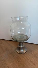 Glazen bloemen vaas met zilveren stolp standaard landelijk, Ophalen of Verzenden, Gebruikt