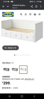 Te koop Hemnes bedbank ZGN, Huis en Inrichting, Ophalen, Wit, Tweepersoons, Zo goed als nieuw