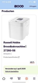 Russell Hobbs broodbakmachine ongebruikt, 800 tot 1200 gram deeg, Ophalen, Nieuw