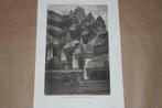 Antieke gravure - Tempel Angkor Wat Cambodja - 1872 !!, Ophalen of Verzenden