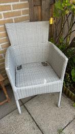 Tuinstoel kunststof geweven grijs stoel buiten, Tuin en Terras, Ophalen, Gebruikt, Kunststof, Stapelbaar