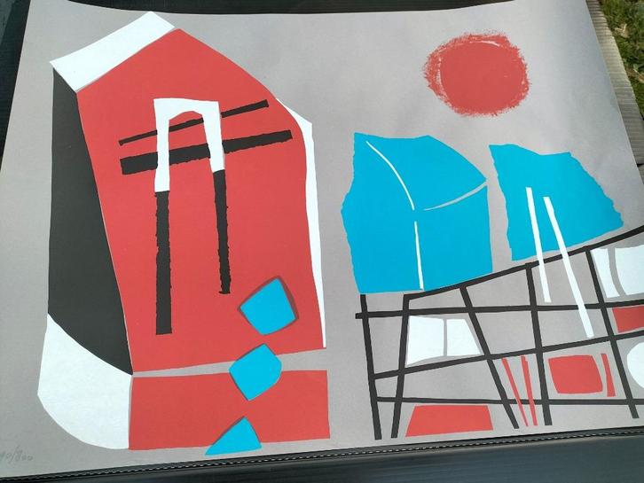 Groninger ploeg  zeefdruk Jo van Dijk, Antiek en Kunst, Kunst | Litho's en Zeefdrukken, Ophalen of Verzenden