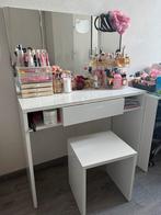 Make up kaptafel met spiegel en stoel, Ophalen of Verzenden, Gebruikt, 50 tot 100 cm, Minder dan 100 cm