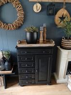 Zwarte kast met laadjes en deur met legplanken, Ophalen, 100 tot 150 cm, Zo goed als nieuw, Minder dan 150 cm