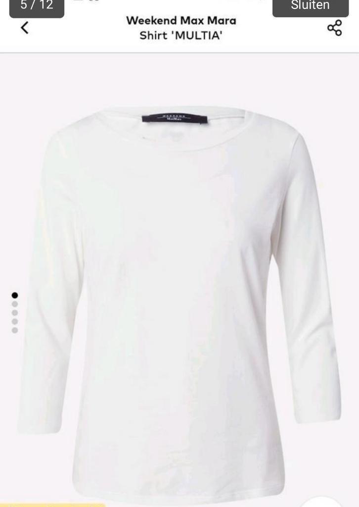 Max Mara: z.g.a.n. witte top driekwart mouwen maat S, Kleding | Dames, Tops, Zo goed als nieuw, Maat 36 (S), Wit, Lange mouw, Verzenden