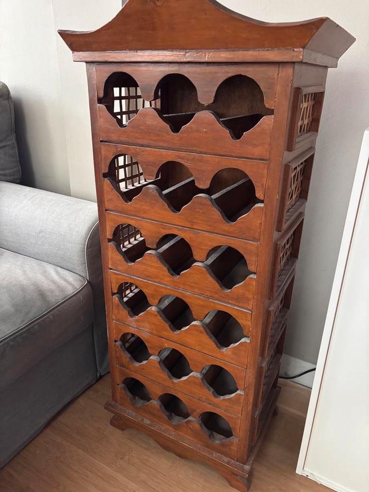 Wijnrek van tropisch hout, Huis en Inrichting, Woonaccessoires | Wijnrekken, Gebruikt, 75 cm of meer, Hout, Ophalen