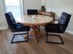Ronde eiken eetkamertafel, 100 tot 150 cm, Rond, Zo goed als nieuw, Vier personen