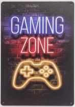 Gaming Zone neon look reclamebord van metaal wandbord deco, Info@deconoord.nl, Deco Noord, Nieuw, Ophalen of Verzenden