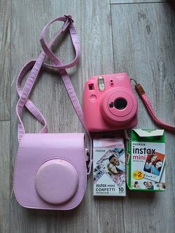 Instax mini 9 pink roze flamingo pink with case beschikbaar voor biedingen