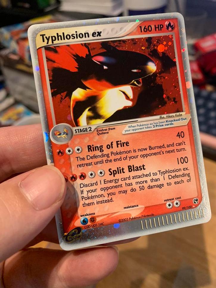Typhlosion ex 99/100, Hobby en Vrije tijd, Verzamelkaartspellen | Pokémon, Zo goed als nieuw, Losse kaart, Foil, Verzenden