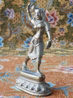 Mooi zwaar antiek brons Devi beeldje uit India 14,4 cm., Ophalen of Verzenden