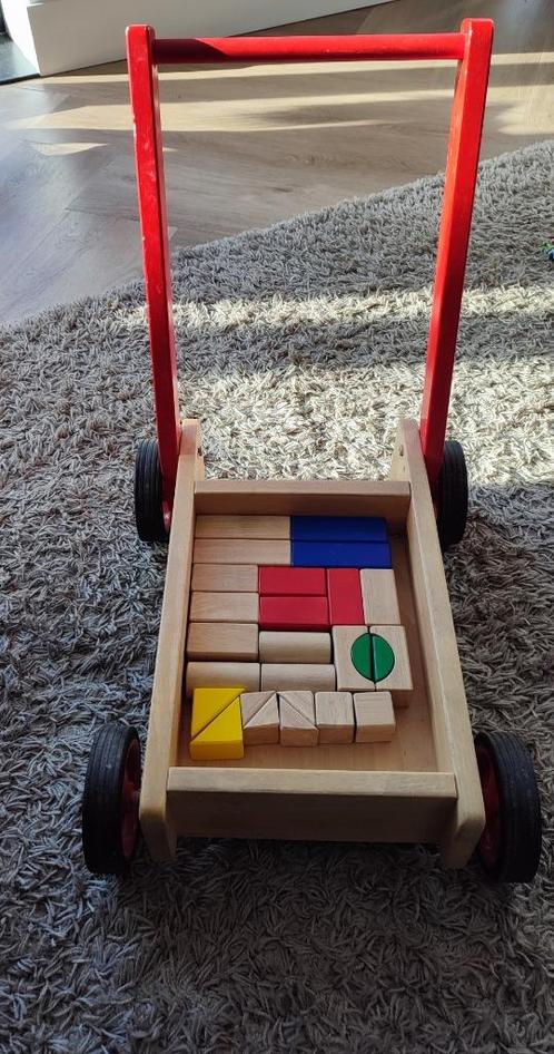 MOET WEG - HOUTEN BLOKKENKAR, Kinderen en Baby's, Speelgoed | Houten speelgoed, Zo goed als nieuw, Duw- of Trekspeelgoed, Ophalen