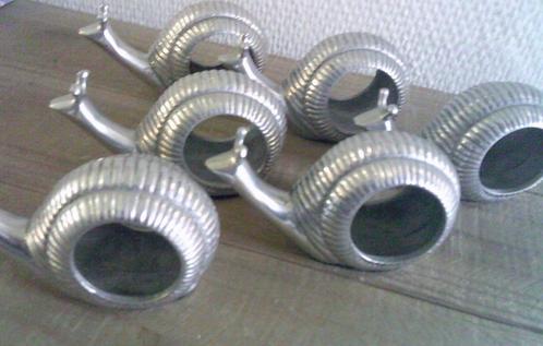 6 metalen slakken als servethouders, Huis en Inrichting, Keuken | Keukenbenodigdheden, Gebruikt, Ophalen of Verzenden