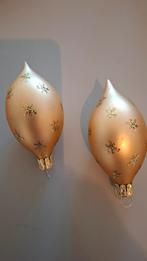 2 glazen champagne kleur kerstballen vintage, Diversen, Kerst, Ophalen of Verzenden, Gebruikt