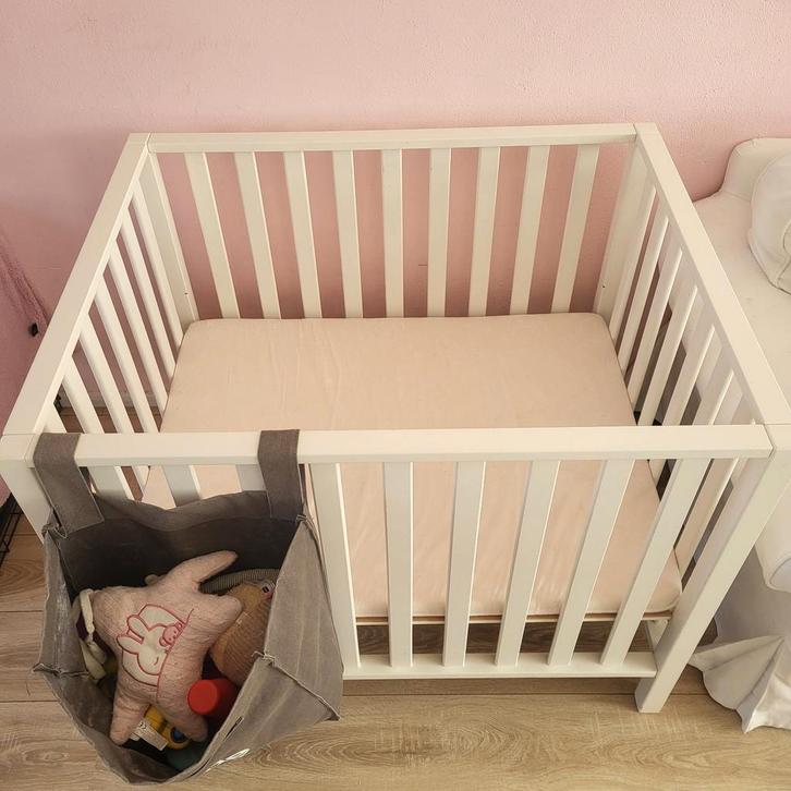 TWF Box Fleur + matras en boxkleed Meyco, Kinderen en Baby's, Boxen, Gebruikt, Rechthoekig, In hoogte verstelbaar, Boxkleed, Ophalen