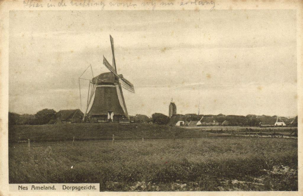 Nes Ameland. Dorpsgezicht. - gelopen, Ophalen of Verzenden, Voor 1920, Gelopen, Friesland