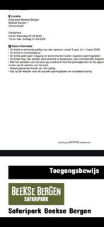 Tegen elk aannemelijk bod 2 toegangskaarten Beekse Bergen, Twee personen, Ticket of Toegangskaart