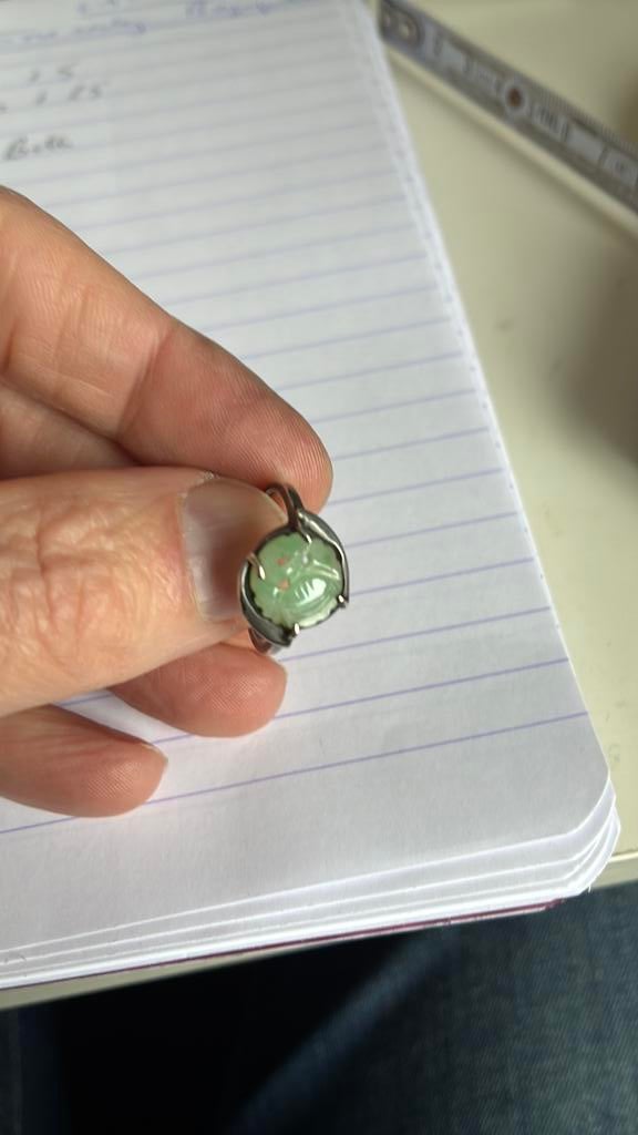 Oude zilver ring 17 mm jade met keurmerk, Sieraden, Tassen en Uiterlijk, Ringen, Ophalen of Verzenden, Zo goed als nieuw, 17 tot 18