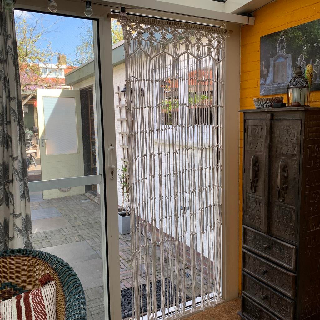 Macramé touw geknoopt Vliegengordijn Off white, Huis en Inrichting, Woonaccessoires | Kamerschermen, Ophalen, Nieuw