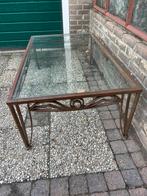 Gietijzeren tafel met glasplaat,120cmx70cm, Ophalen, 100 tot 150 cm, 50 tot 100 cm, Zo goed als nieuw