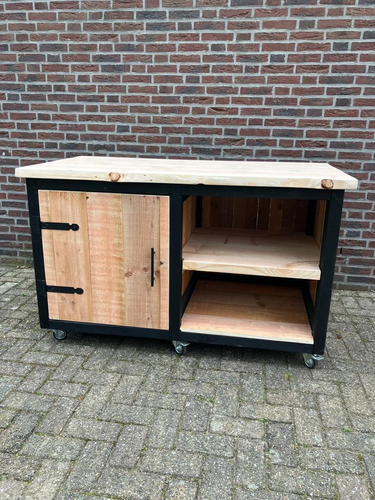 buitenkeuken 146x75x90 cm op wielen, Ophalen, Nieuw, Houtskool, Vrijstaand