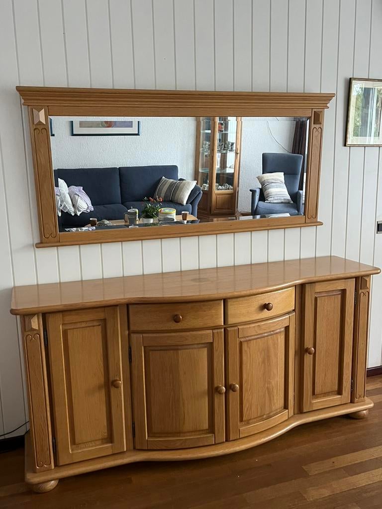 Licht eiken meubels,dressoir+spiegel, eetafel set, tv-kast, Huis en Inrichting, Kasten | Dressoirs, Ophalen, Gebruikt, 75 cm of meer