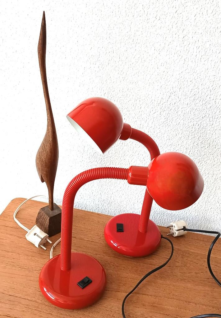 2 vintage bureaulampen -Iconisch rood  HEMA design 70s, Huis en Inrichting, Lampen | Tafellampen, Ophalen of Verzenden, Overige materialen