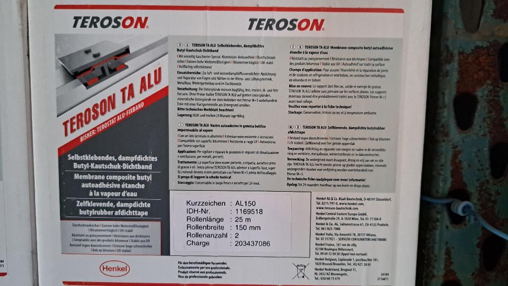 Dampdichte luchtdichte butylrubber tape, Overige materialen, Nieuw, 15 m² of meer, Ophalen