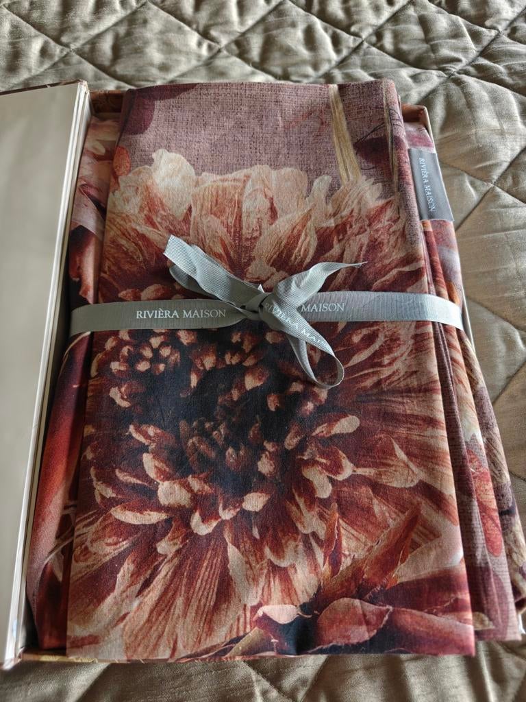 Dekbedovertrek Riviera Maison Protea Terra lits jumeaux, Ophalen of Verzenden, Nieuw, Tweepersoons, Dekbedovertrek