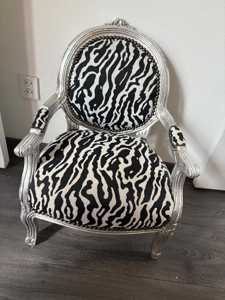 Zebra stoeltje barok brocante vintage, Ophalen of Verzenden, Gebruikt, Eén
