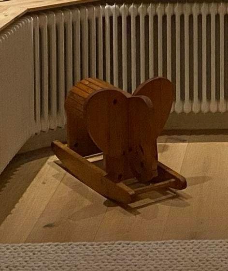 Hobbelfiguur schommel olifant hobbelolifant houten vintage, Ophalen, Gebruikt