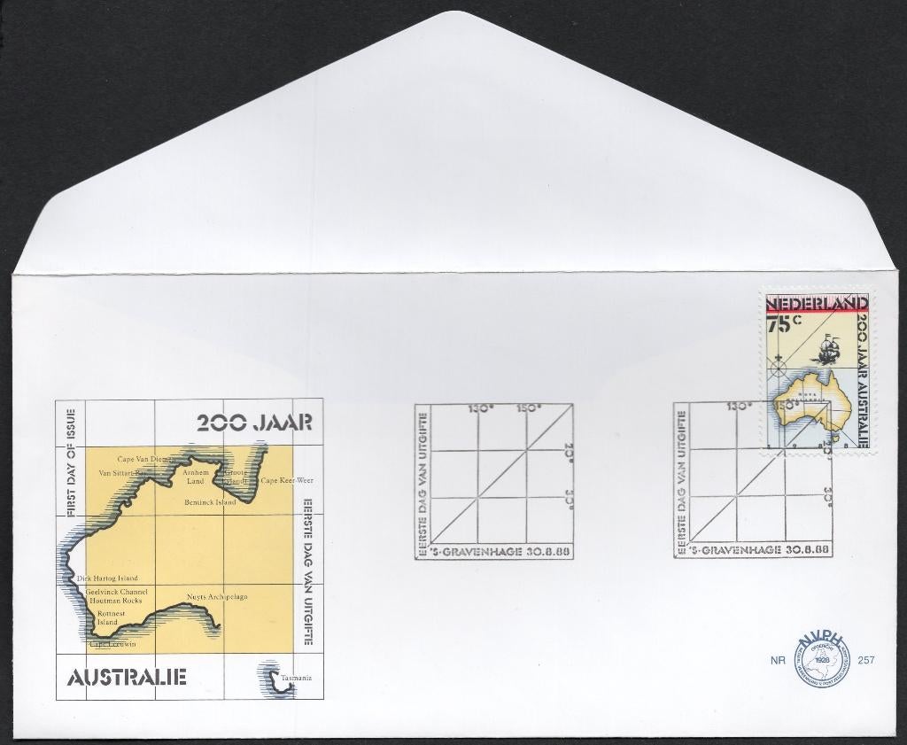 E257 - 200 jaar Australië, Postzegels en Munten, Postzegels | Eerstedagenveloppen, Verzenden, Onbeschreven, Nederland